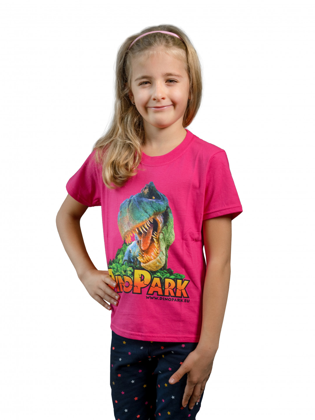Barevná varianta - Dětské růžové tričko s dinosaurem - T-Rex